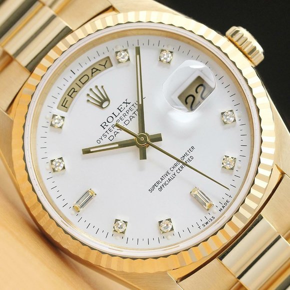 Rolex Day-Date Men's 18kt Diamond Watch w/ factory box + hang tag - Picture 2 of 7